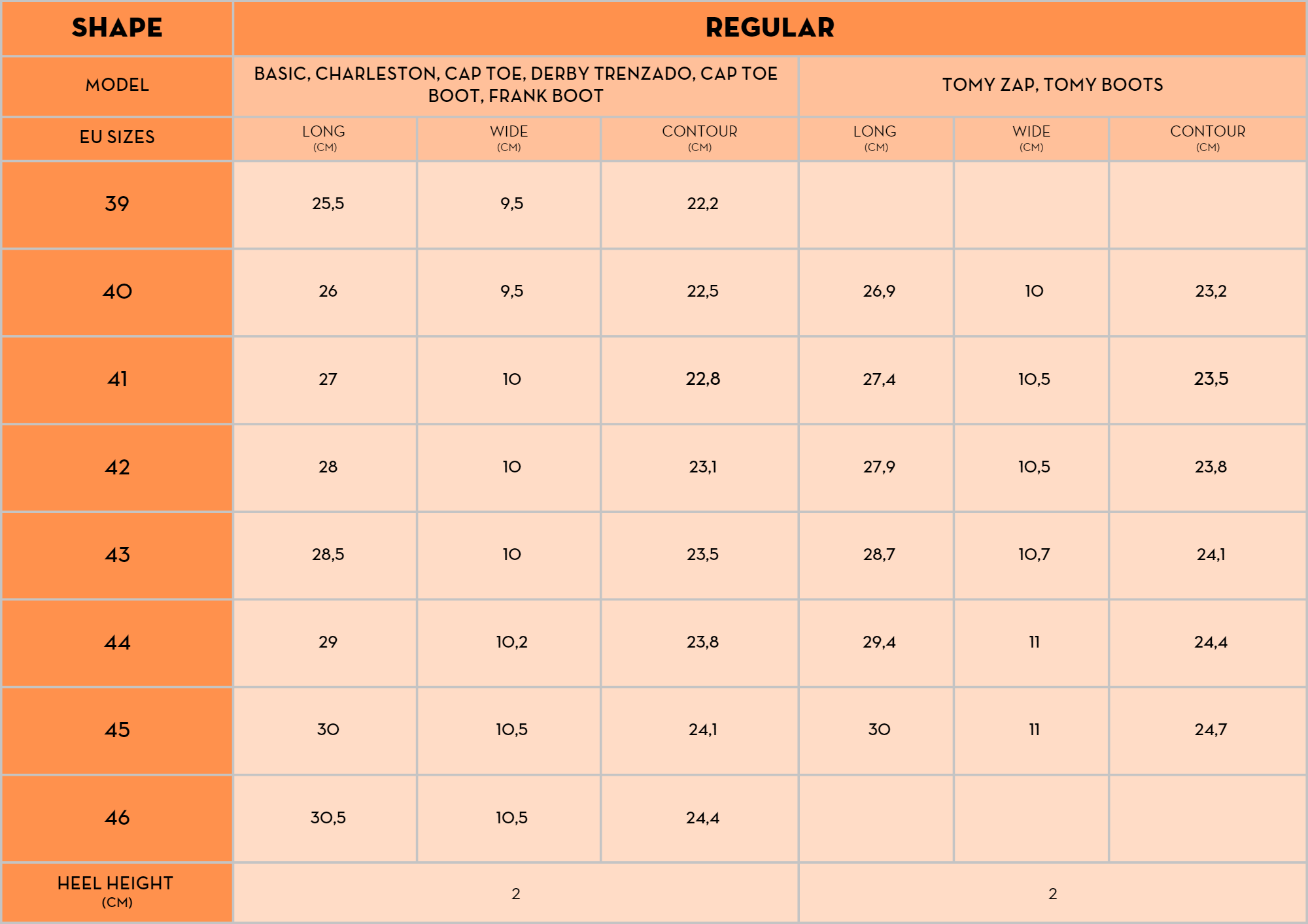 Eu foot best sale size chart